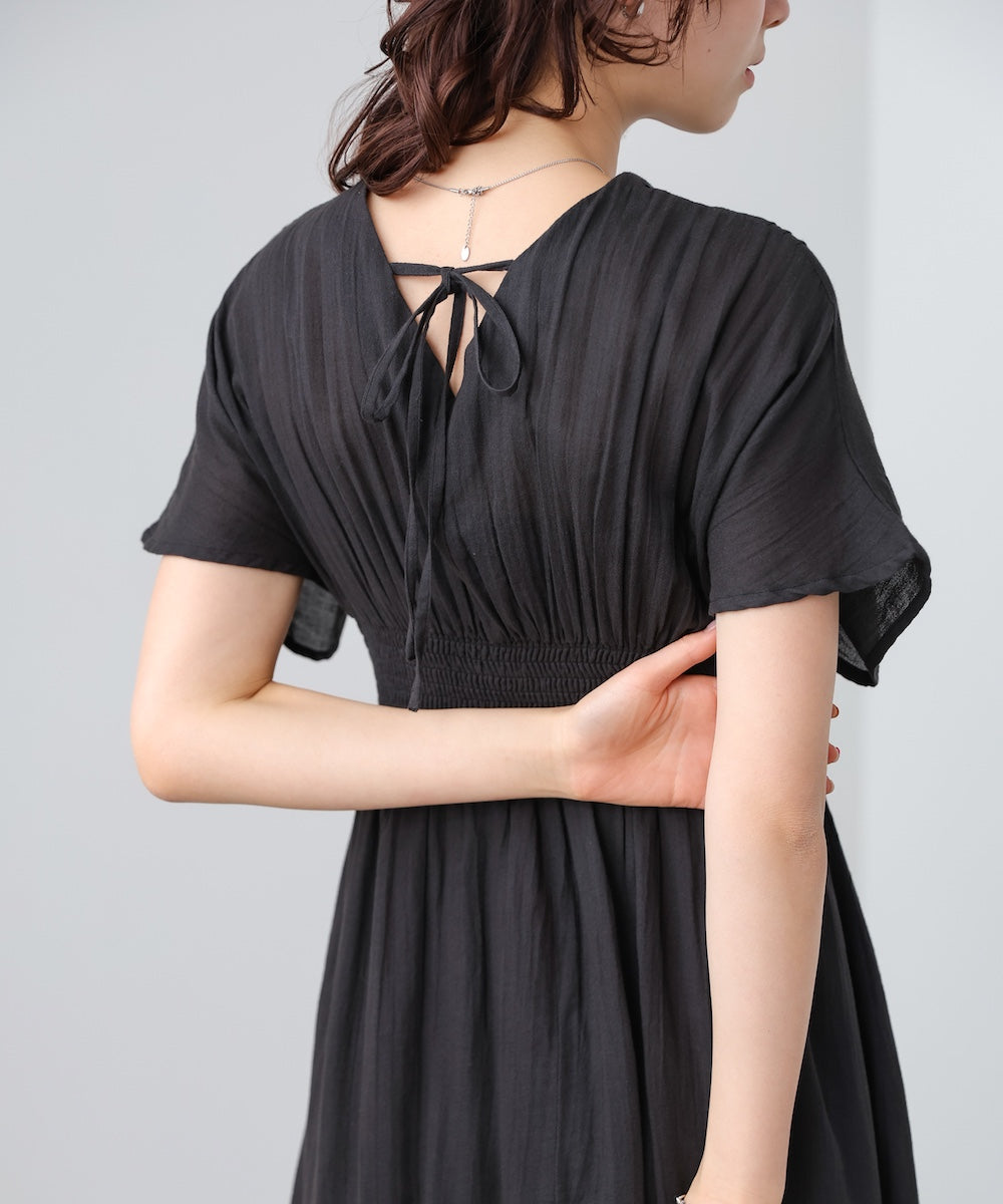 【選べるサイズ展開】テープ刺繍ピンタックレースワンピース