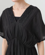 【選べるサイズ展開】テープ刺繍ピンタックレースワンピース