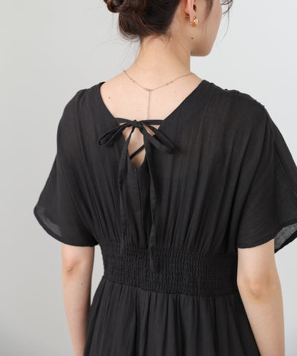 【選べるサイズ展開】テープ刺繍ピンタックレースワンピース