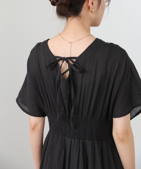 【選べるサイズ展開】テープ刺繍ピンタックレースワンピース