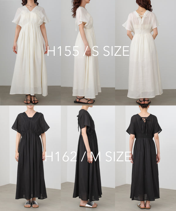 【選べるサイズ展開】テープ刺繍ピンタックレースワンピース