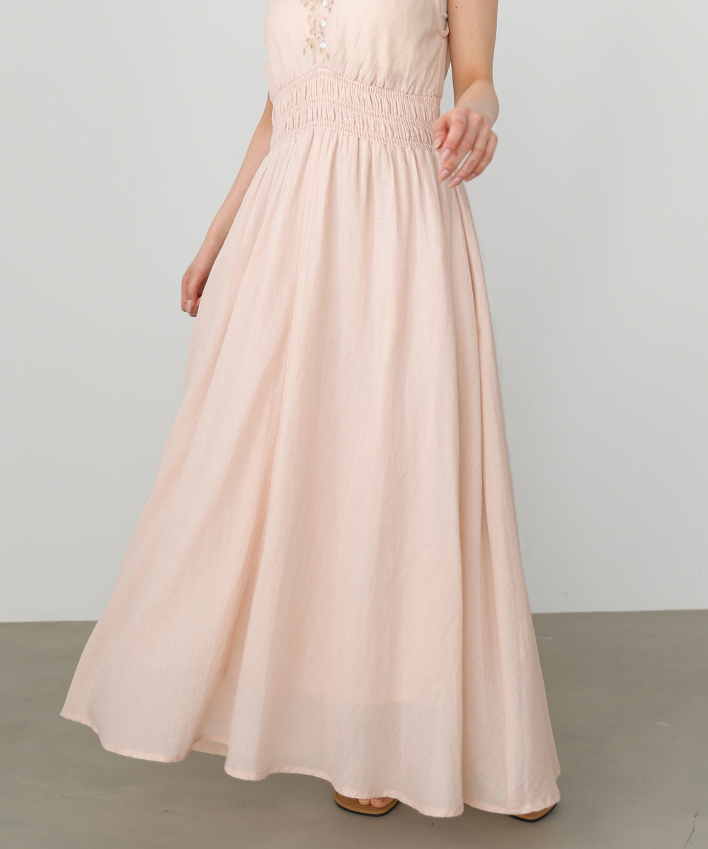 【選べるサイズ展開】スカラップ刺繍ウエストギャザーワンピース