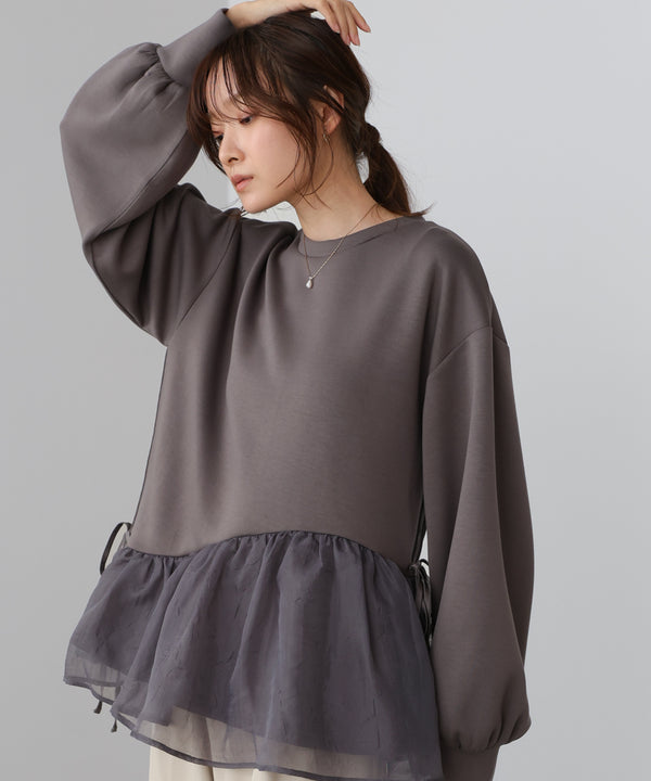【2026SS】ペプラムオーガンジーポンチトップス