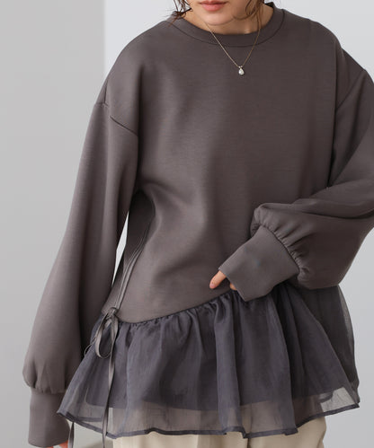 ペプラムオーガンジーポンチトップス