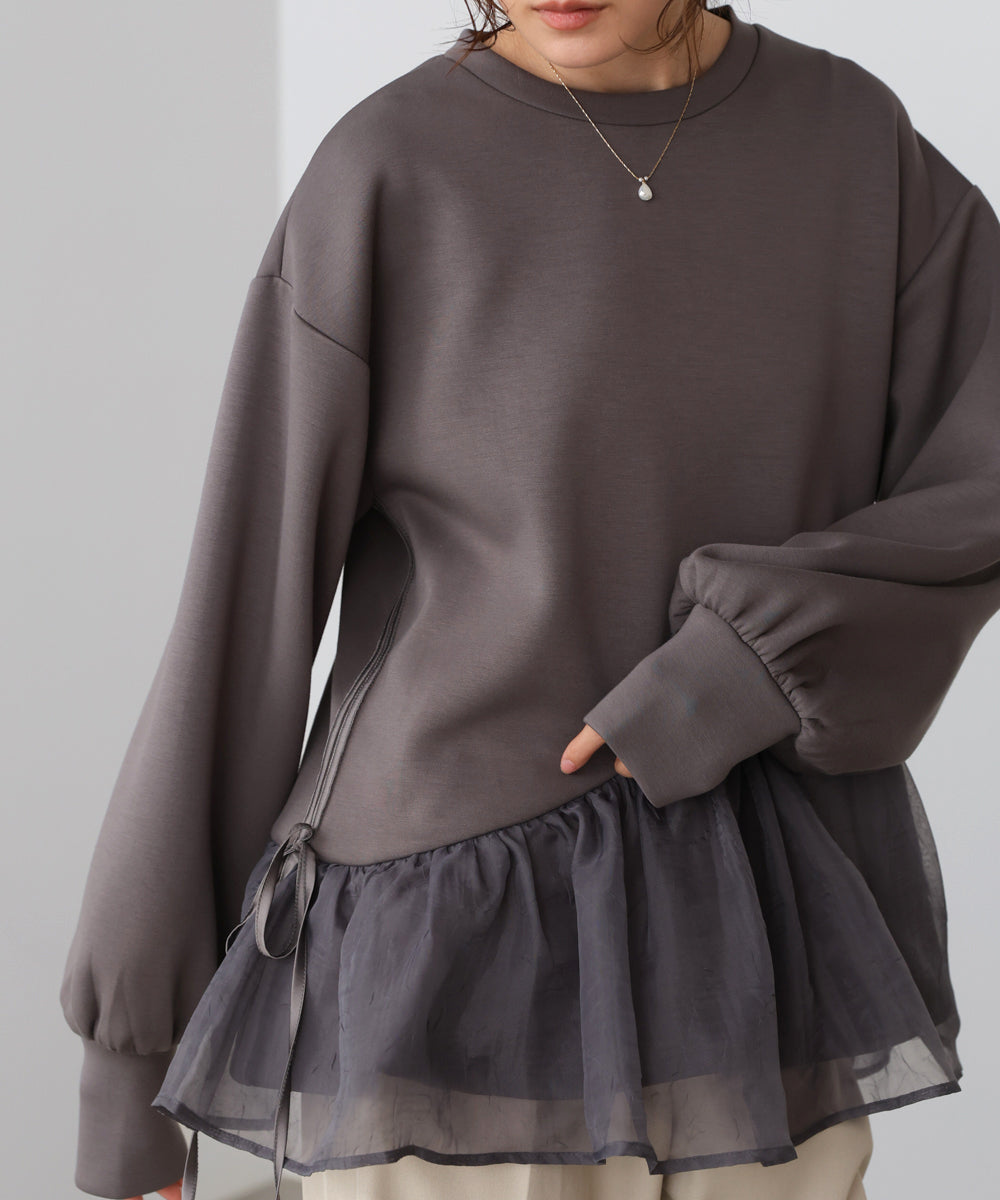 【2026SS】ペプラムオーガンジーポンチトップス