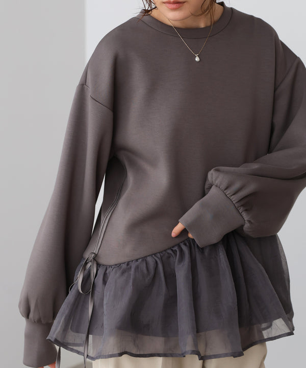 【2026SS】ペプラムオーガンジーポンチトップス