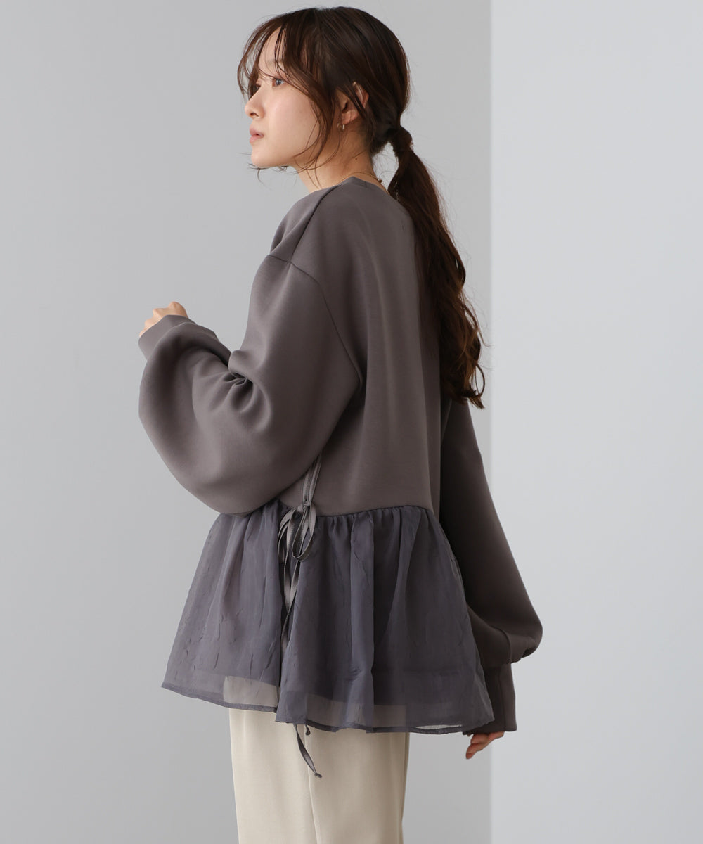 【2026SS】ペプラムオーガンジーポンチトップス
