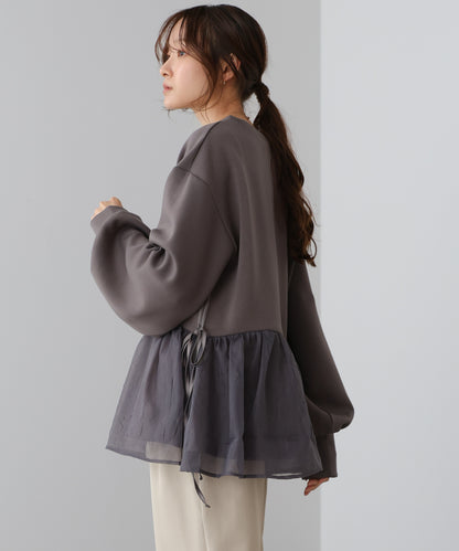 【2026SS】ペプラムオーガンジーポンチトップス
