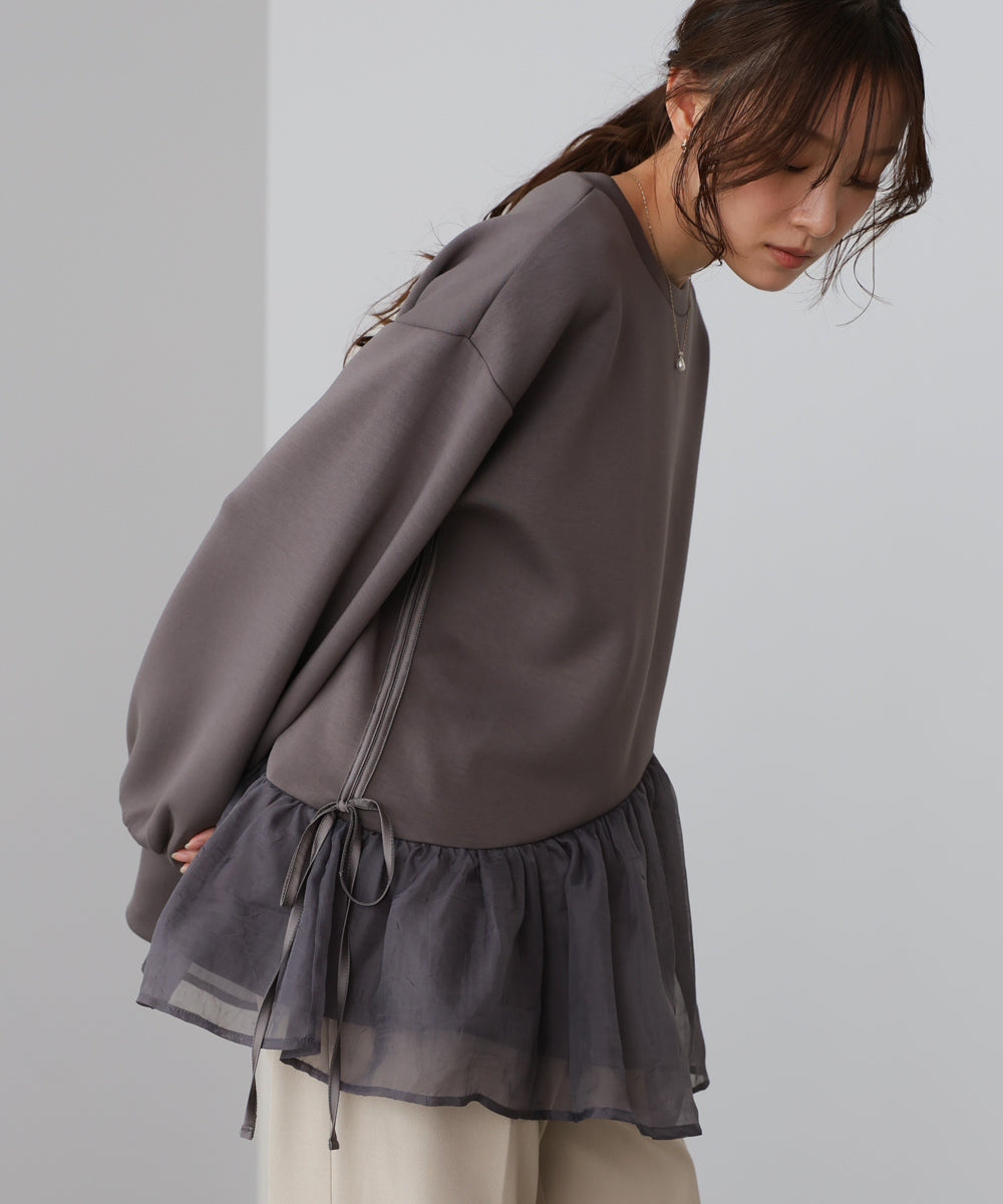 ペプラムオーガンジーポンチトップス