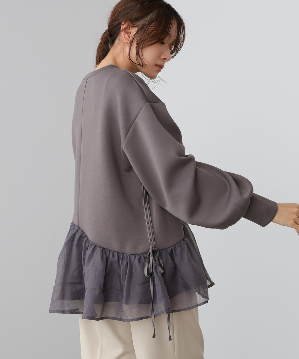 【2026SS】ペプラムオーガンジーポンチトップス