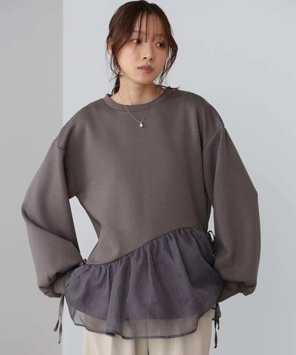 ペプラムオーガンジーポンチトップス