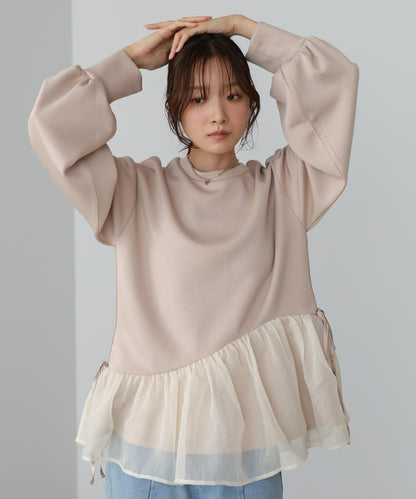 ペプラムオーガンジーポンチトップス