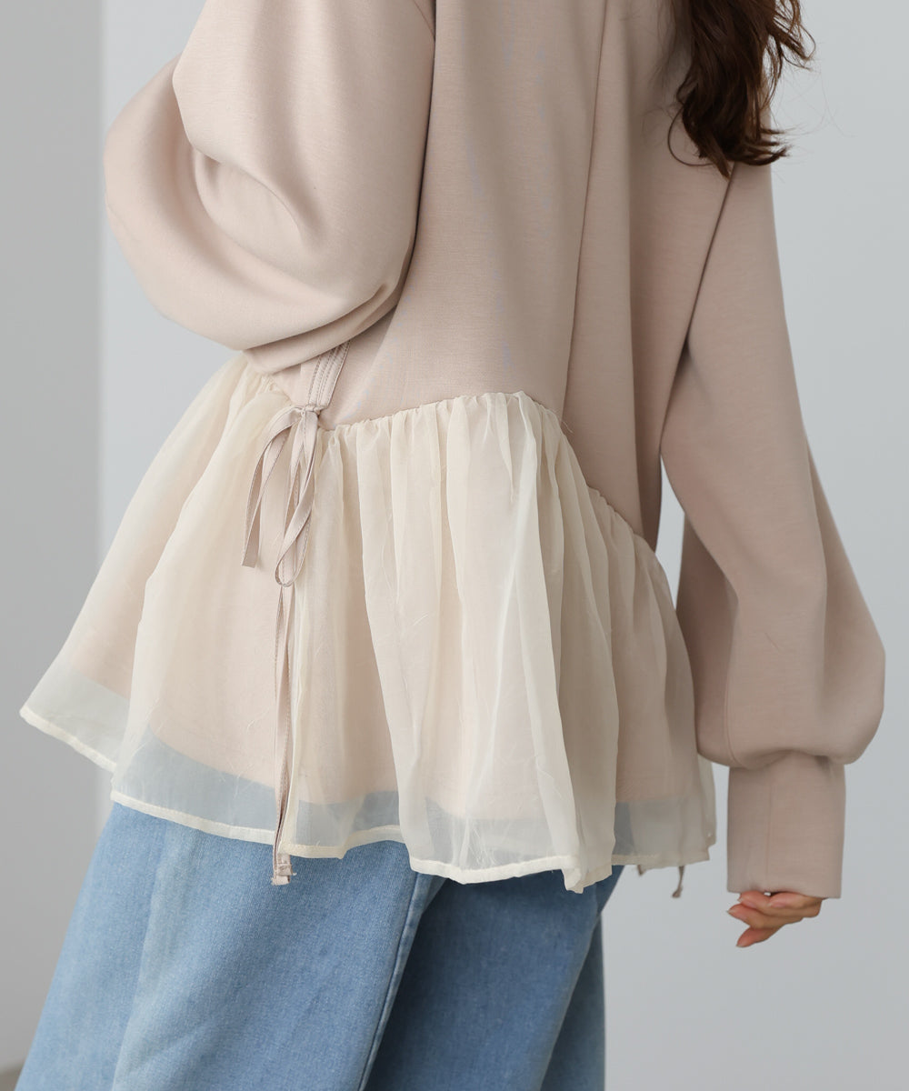 ペプラムオーガンジーポンチトップス