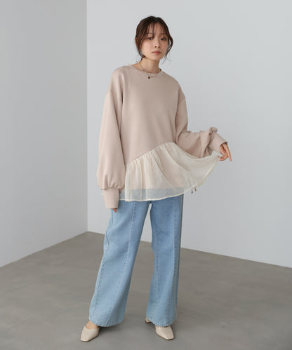 ペプラムオーガンジーポンチトップス