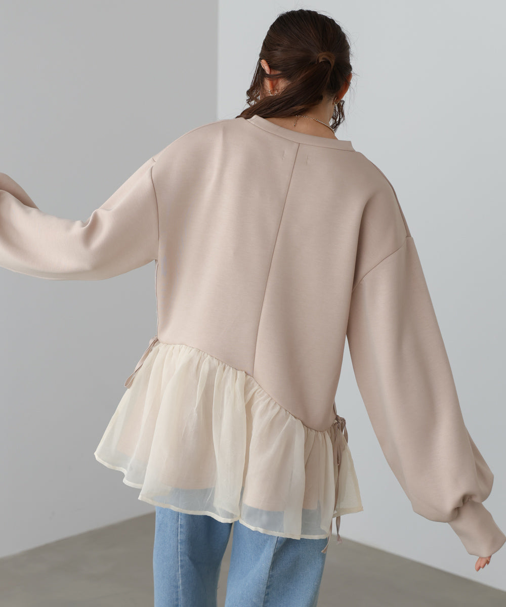 ペプラムオーガンジーポンチトップス