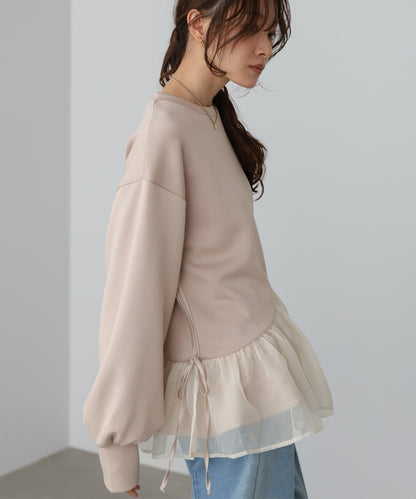 ペプラムオーガンジーポンチトップス