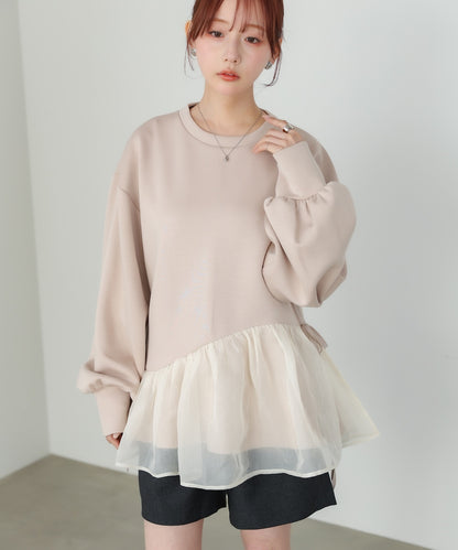 【2026SS】ペプラムオーガンジーポンチトップス