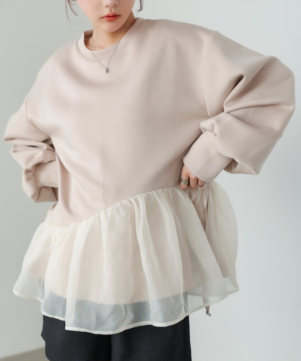 【2026SS】ペプラムオーガンジーポンチトップス