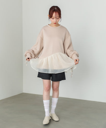 【2026SS】ペプラムオーガンジーポンチトップス