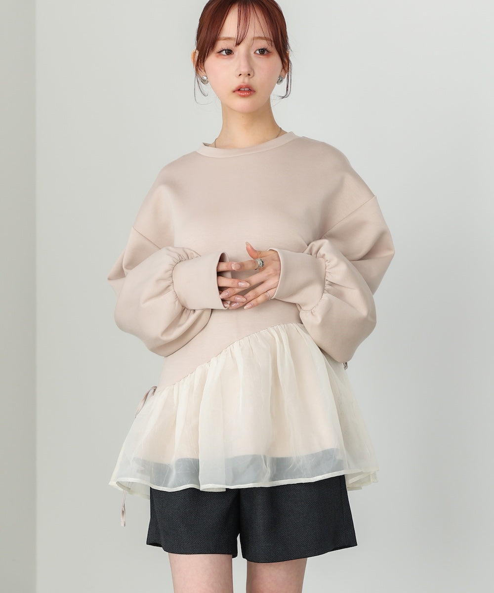 【2026SS】ペプラムオーガンジーポンチトップス