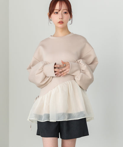 【2026SS】ペプラムオーガンジーポンチトップス