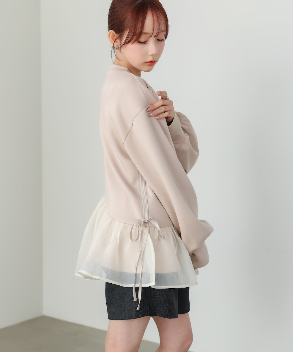 【2026SS】ペプラムオーガンジーポンチトップス