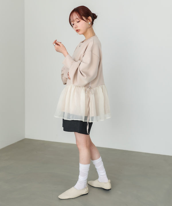 【2026SS】ペプラムオーガンジーポンチトップス