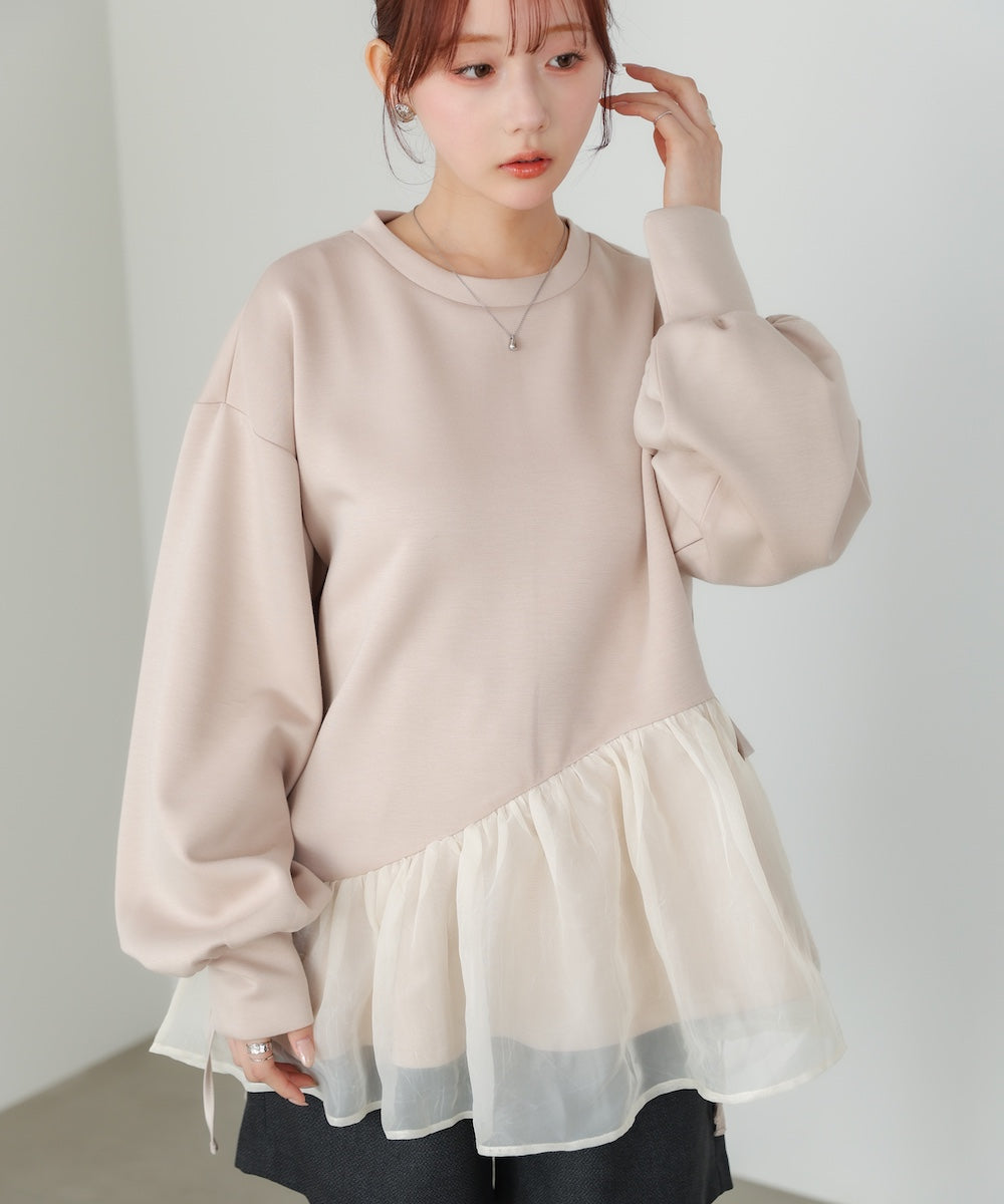 【2026SS】ペプラムオーガンジーポンチトップス