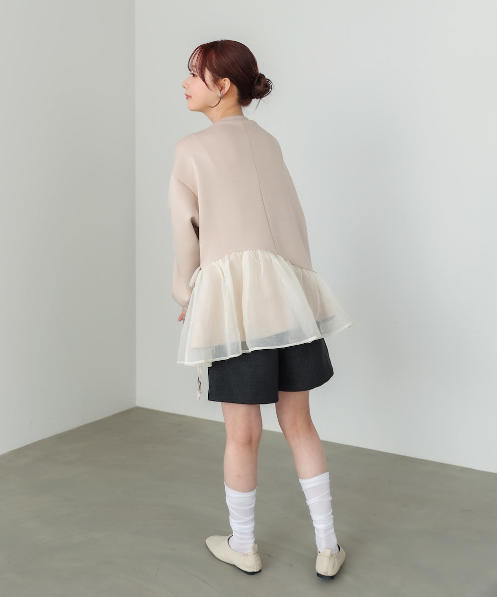 【2026SS】ペプラムオーガンジーポンチトップス