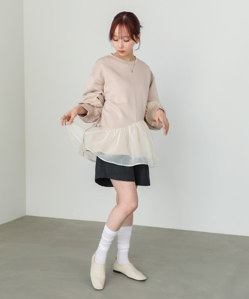 【2026SS】ペプラムオーガンジーポンチトップス