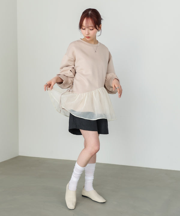 【2026SS】ペプラムオーガンジーポンチトップス