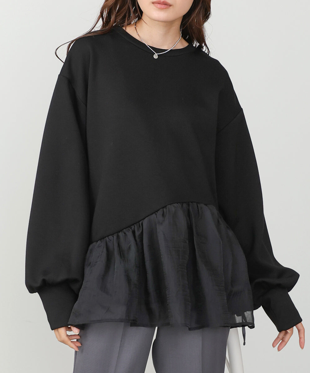 【2026SS】ペプラムオーガンジーポンチトップス