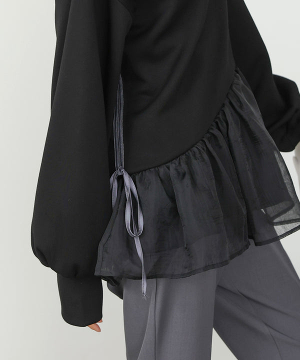 ペプラムオーガンジーポンチトップス