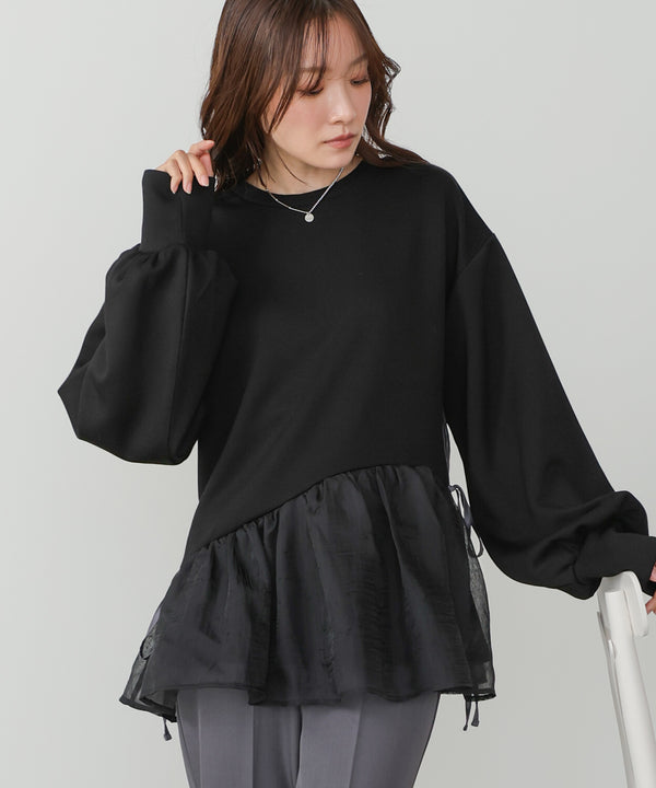 【2026SS】ペプラムオーガンジーポンチトップス