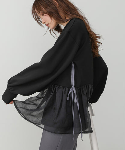 【2026SS】ペプラムオーガンジーポンチトップス