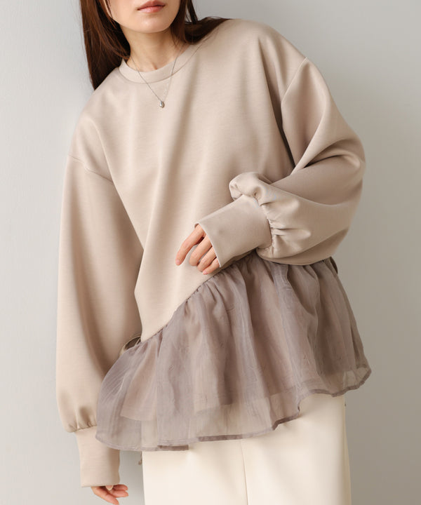 【2026SS】ペプラムオーガンジーポンチトップス