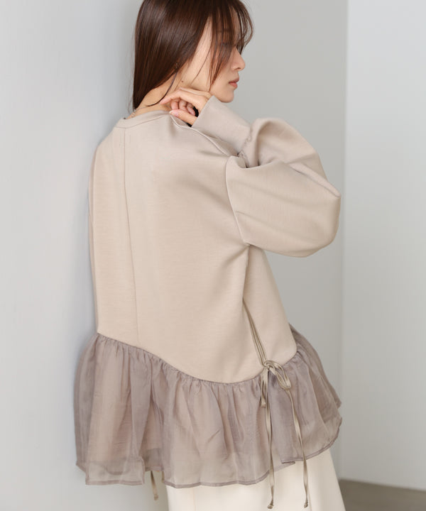 【2026SS】ペプラムオーガンジーポンチトップス