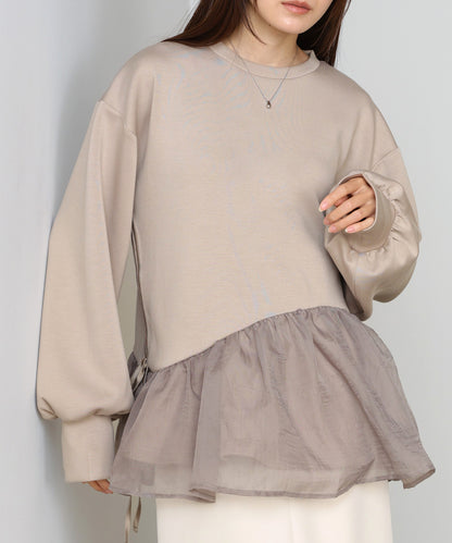 【2026SS】ペプラムオーガンジーポンチトップス