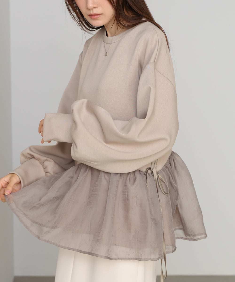 ペプラムオーガンジーポンチトップス