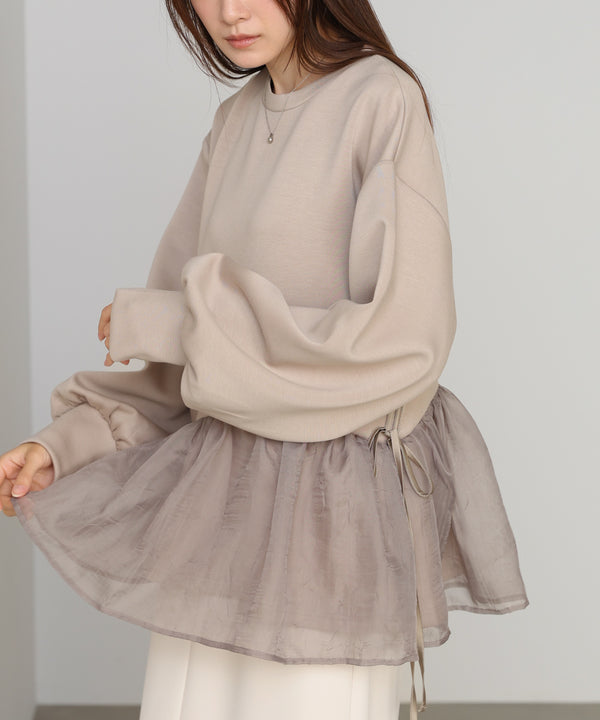 【2026SS】ペプラムオーガンジーポンチトップス