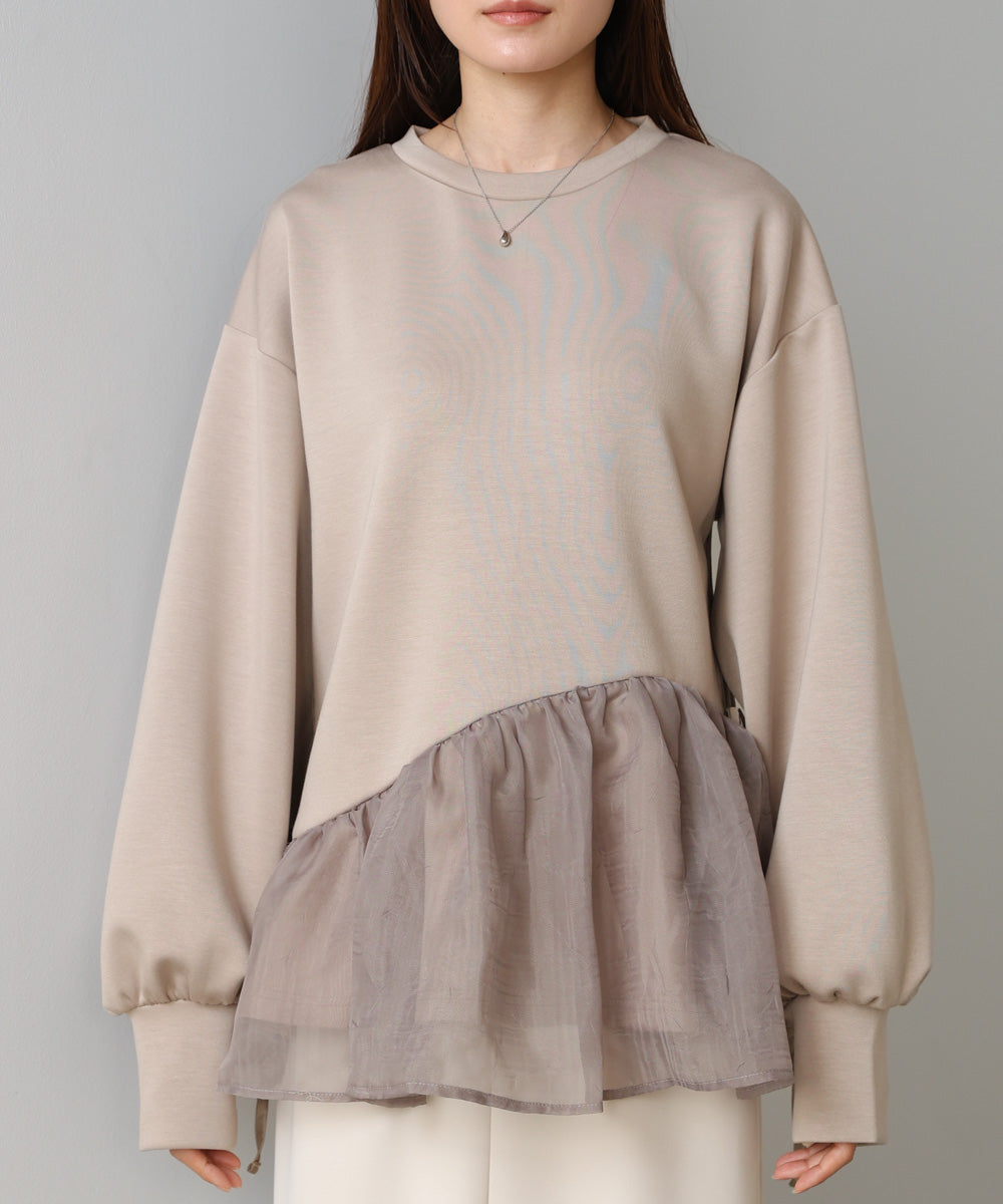 【2026SS】ペプラムオーガンジーポンチトップス