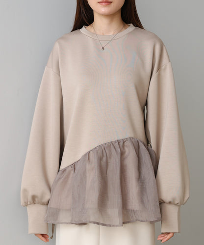 【2026SS】ペプラムオーガンジーポンチトップス