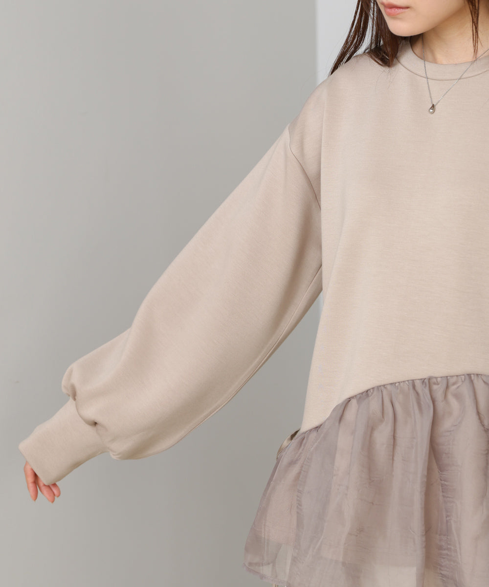 ペプラムオーガンジーポンチトップス