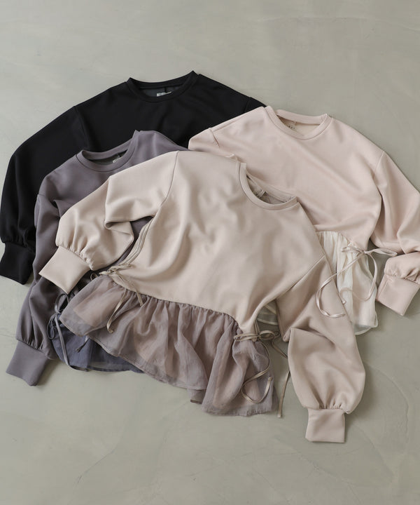 ペプラムオーガンジーポンチトップス