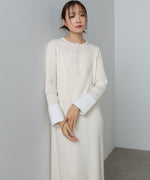 リブシャツ袖ニットカーディガン＋リブニットワンピース