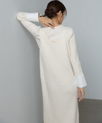 リブシャツ袖ニットカーディガン＋リブニットワンピース