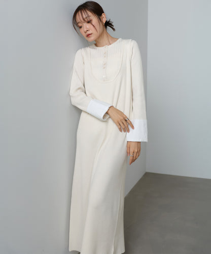 【2026SS】リブシャツ袖ニットカーディガン＋リブニットワンピース