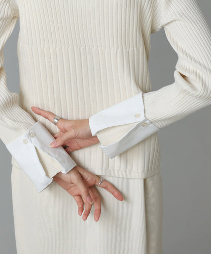 【2026SS】リブシャツ袖ニットカーディガン＋リブニットワンピース