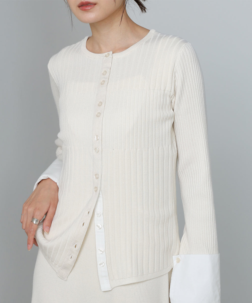 【2026SS】リブシャツ袖ニットカーディガン＋リブニットワンピース