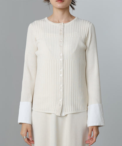 【2026SS】リブシャツ袖ニットカーディガン＋リブニットワンピース